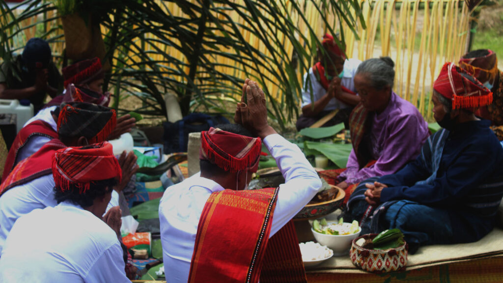 Indigenous Sihaporas people of North Sumatra in Indonesia participate in a traditional ritual in May 2021.