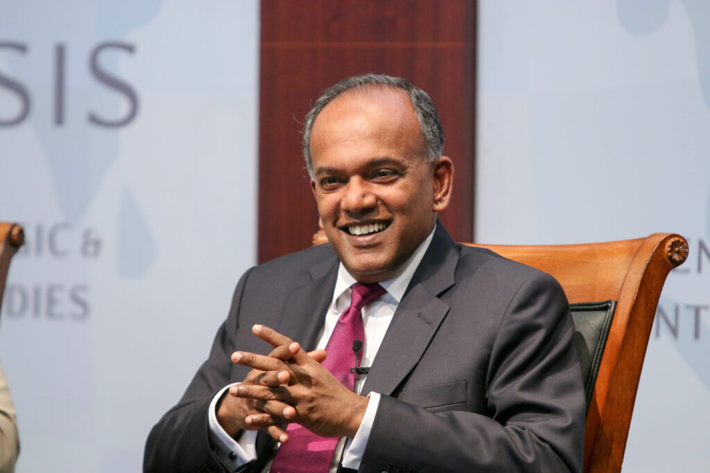 K Shanmugam, then Singapore’s minister for foreign affairs and minister for law, addresses the CSIS Banyan Tree Leadership Forum in June 2015.